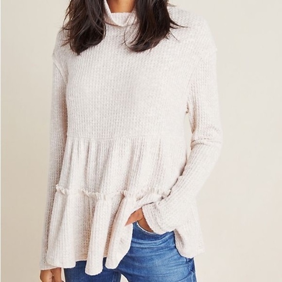 Anthropologie X Eri & Ali Brontë baby doll top in Ivory / Oatmeal Sz. XS - Picture 3 of 9